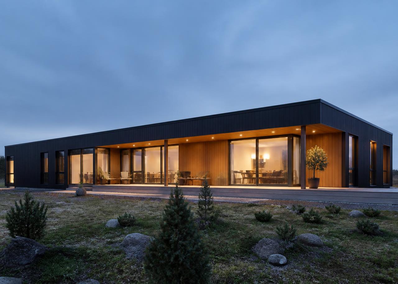Contemporary single-storey steel-framed residence